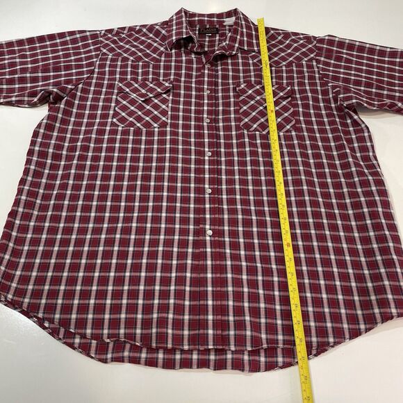 VTG Plains Men’s Western Pearl Snap Shirt Cotton Red Blue Checkered Size XL - Picture 5 of 7